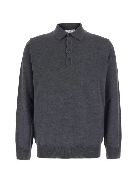 Lung tricou polo Kangra gri