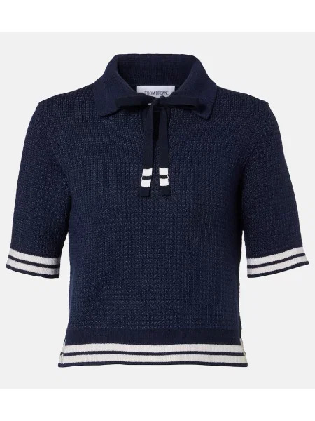 Polo Thom Browne de mătase albastru