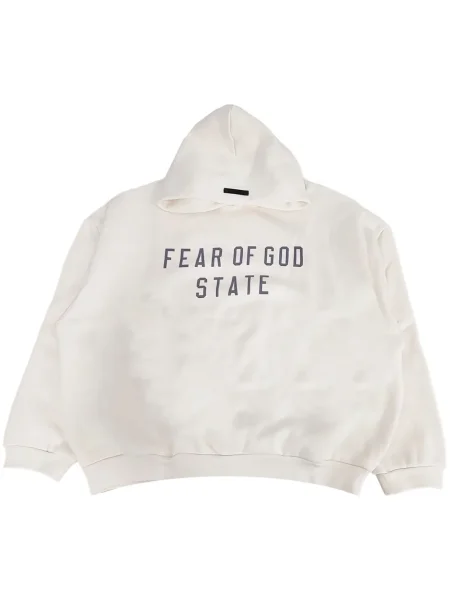 Hanorac cu glugă Fear Of God Essentials din fleece alb