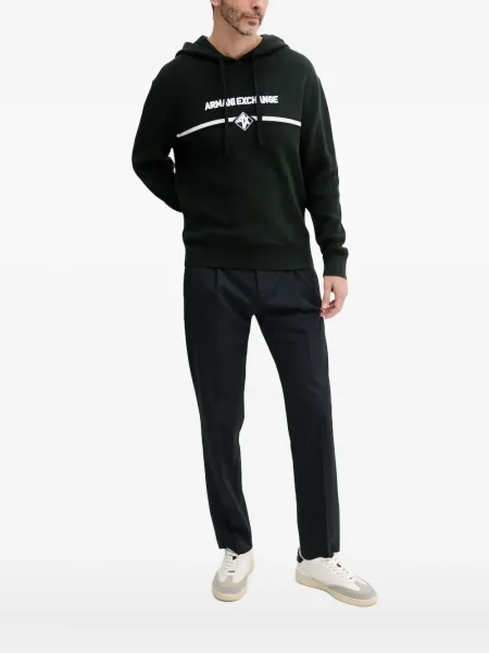 Hanorac cu glugă Armani Exchange tricotate negru
