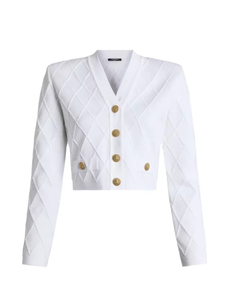 Decupat cardigan Balmain tricotate alb