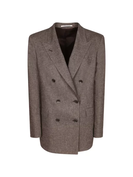 Sacou Tagliatore cu model herringbone cu două rânduri de nasturi maro