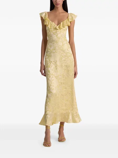 Rochie midi Alice + Olivia cu model floral din jacard galben
