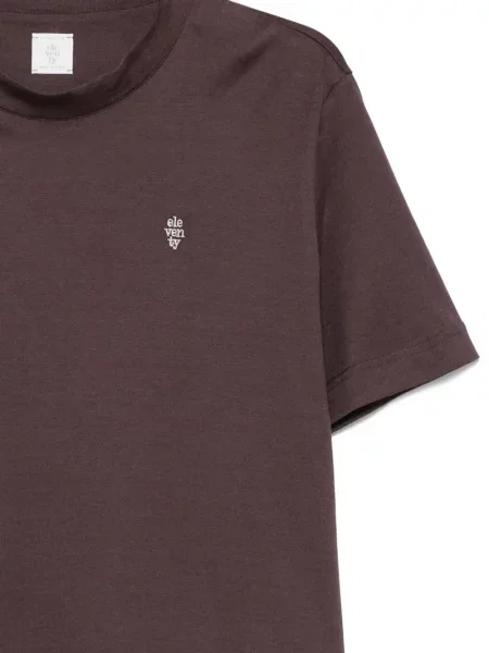 Tricou Eleventy cu broderie maro
