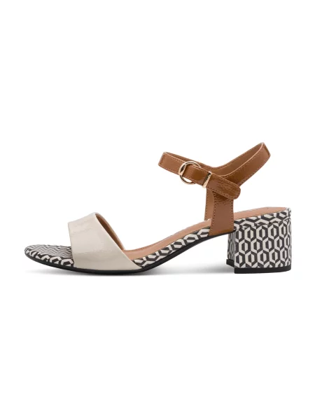 Tamaris Sandale cu baretă crem / maro caramel negru