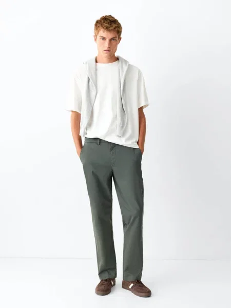Spodnie chinos pastelowa zieleń Teen S MANGO TEEN