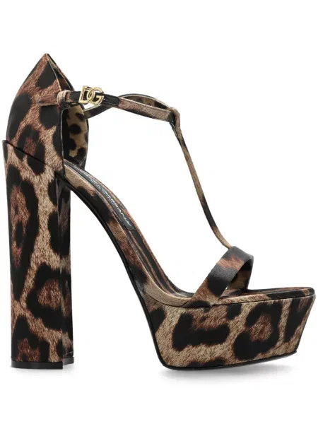 Sandale Dolce & Gabbana cu imagine cu model leopard maro