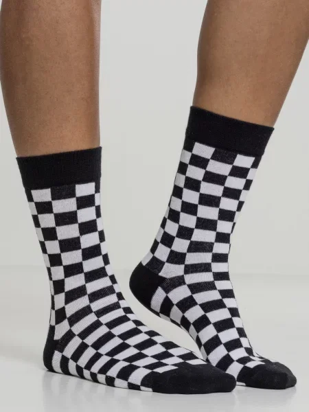 Urban Classics Șosete Checker negru alb
