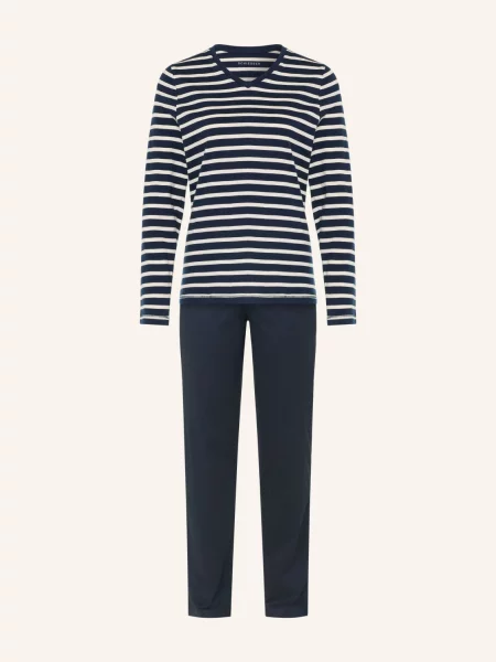 Schiesser Piżama Casual Essentials blau biała
