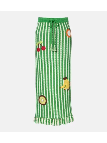 Fusta maxi Alemais cu broderie verde