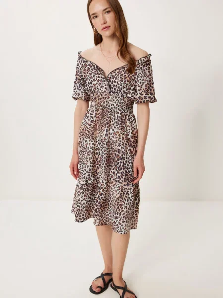 Happiness İstanbul Haljina bež / smeđa crna