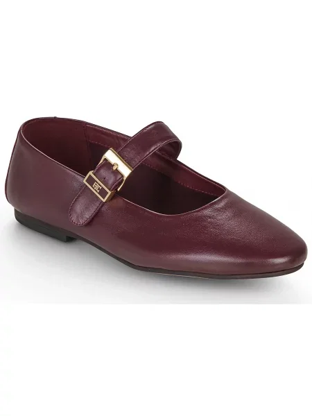 Baleríny Tommy Hilfiger Buckle Leather Ballerina hnedá