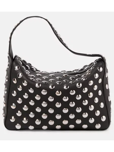 Usnjena torbica Khaite z žeblji črna