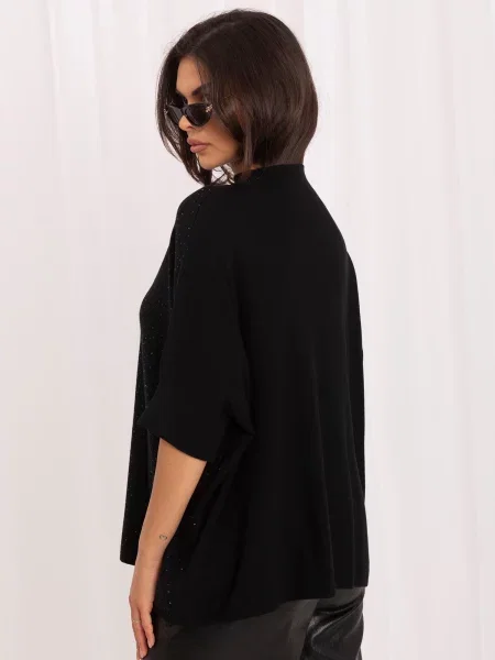 Pulover Italy Moda cu model floral negru