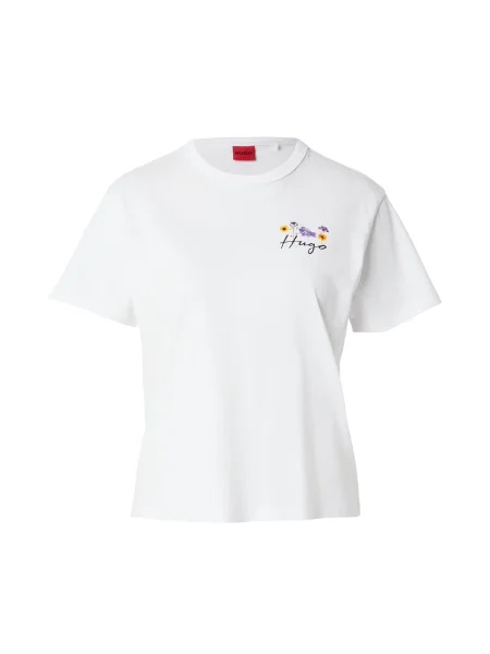 HUGO Tricou galben / lila / negru alb
