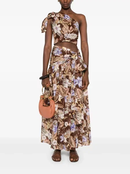 Bluză Zimmermann cu un umăr gol maro