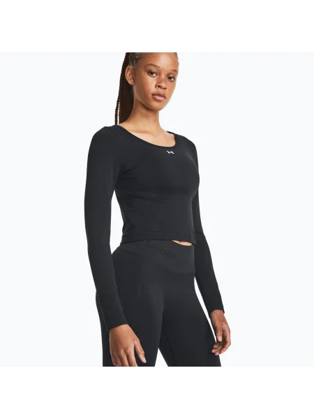 Under Armour Train Seamless черен/бял дамски тренировъчен анцуг с дълъг ръкав бяло