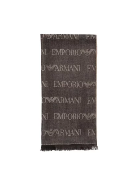 Szal Emporio Armani z logo brązowa