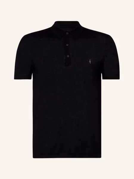 Allsaints Úpletová Polokošile Mode Merino Z Merino Vlny černá