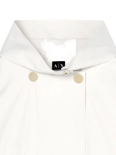 Parka Armani Exchange z kapturem dwurzędowa biała