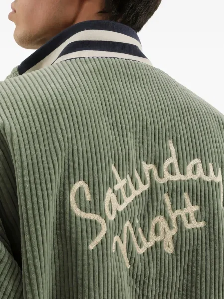Geacă bomber 1989 Studio cu broderie de catifea cord verde