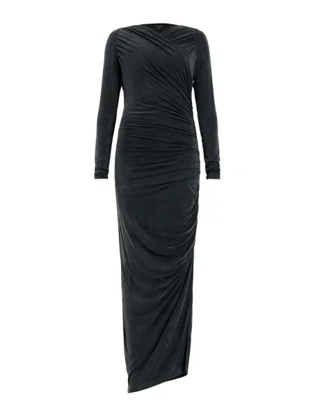AllSaints rochie HANAKO CUPRO maxi mulata negru