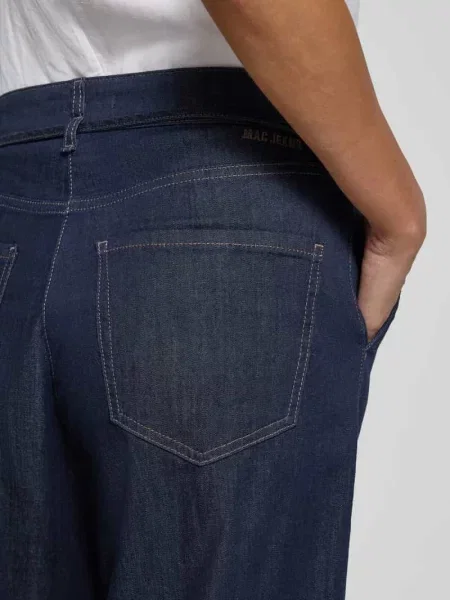 Jeansy z szerokimi nogawkami z wiązanym paskiem model WENDY' Mac granatowe