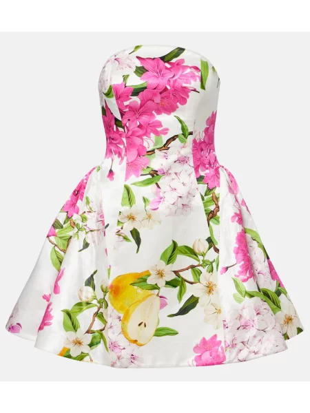 Rochie Leo Lin de in cu model floral alb