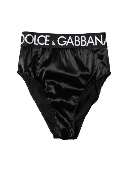 Satynowe majtki Dolce And Gabbana z wysoką talią czarne