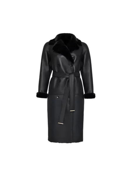 Długi płaszcz Cesare Gaspari skórzany czarny