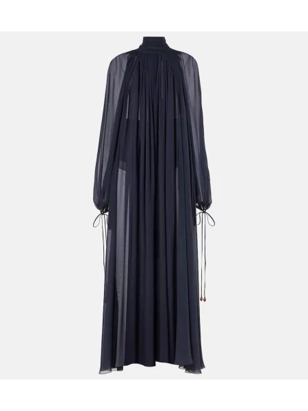 Rochie maxi Chloé de mătase de costum albastru