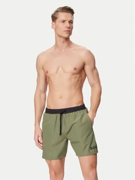 BOSS Pantaloni scurți pentru înot Starfish închis verde