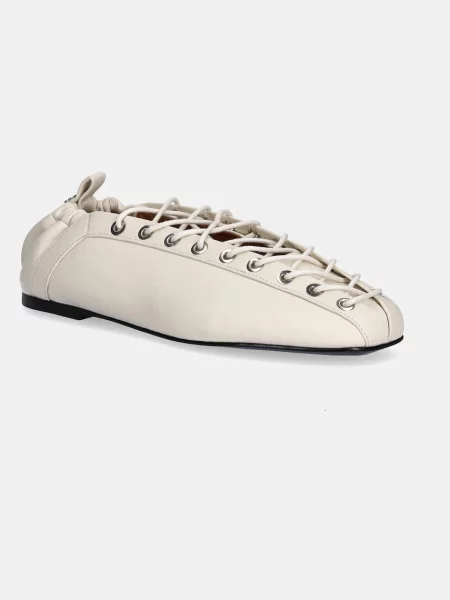 GANNI balerini Eyelets Lace Up bej