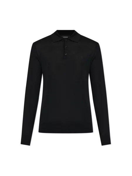 Sweter Dsquared2 wełniany z logo czarny