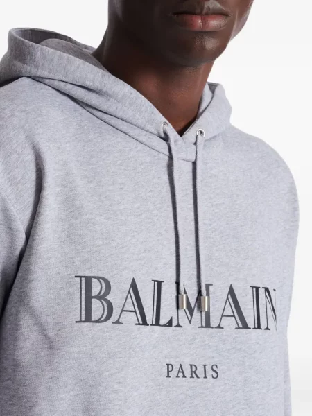 Hanorac cu glugă Balmain cu imagine gri