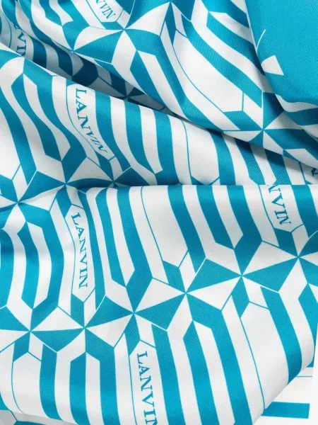 Fular Lanvin cu imprimeu geometric albastru