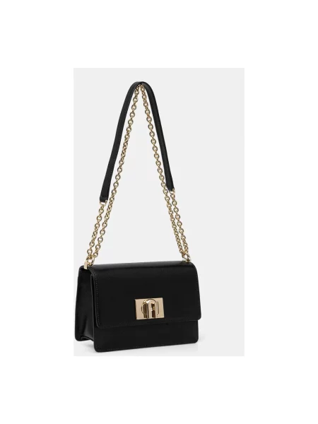 Torebka crossbody Furla zamszowa czarna