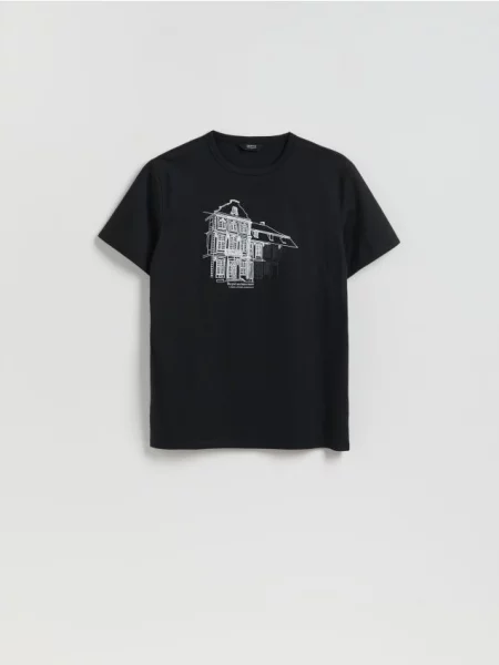 Reserved Tricou slim fit din mercerizat negru