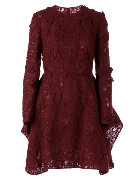 Rochie Giambattista Valli cu broderie din dantelă de costum roșu