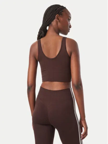 Adidas Špotni nedrček Essentials 3 Stripes Seamless Bralette rjava