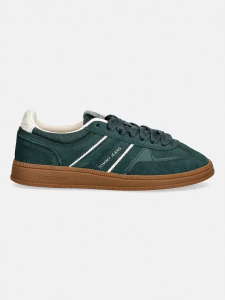 Pantofi Tommy Jeans din piele verde