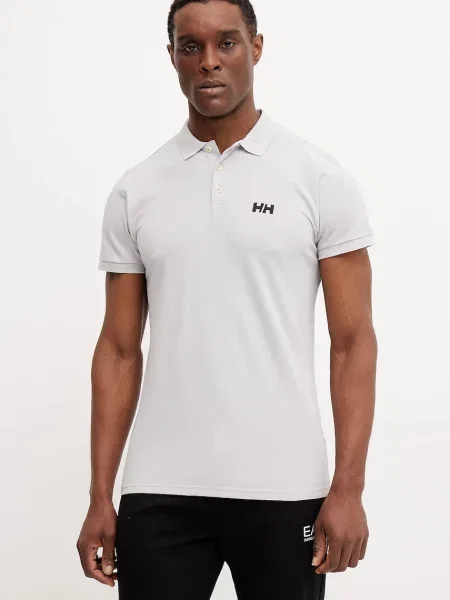 Тениска с яка Helly Hansen с изчистен дизайн сиво
