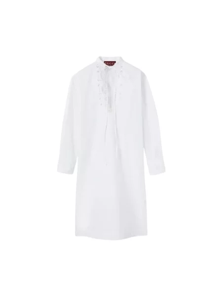 Haftowana sukienka koszulowa Gucci biała