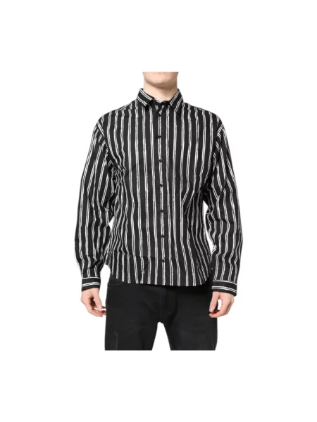 Koszula Dolce And Gabbana w paski elegancka czarna