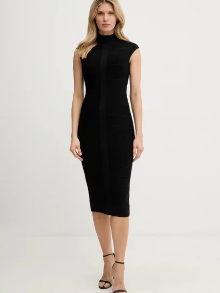 Herve Leger rochie Davina midi mulata negru