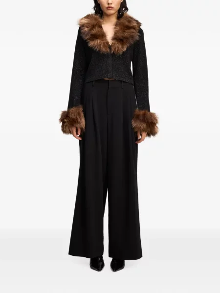 Garnitură de blană cardigan Cinq A Sept cu blană negru