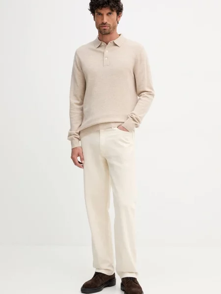 Barbour sweter wełniany HUTHERSTON lekki beżowy
