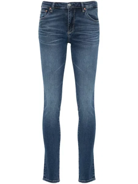 Jeansy skinny Ag Jeans z niską talią niebieskie