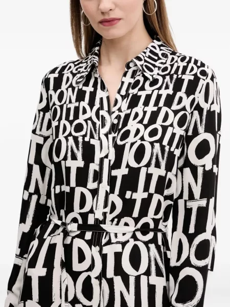 Rochie tip cămașă Desigual cu imagine de costum negru