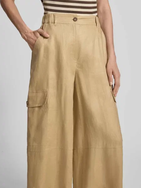 Spodnie cargo z szerokimi nogawkami z czystego lnu Weekend Max Mara